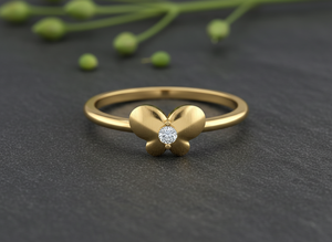 HandMade Custom Design 10k <b>Gold</b> Minimalist butterfly Ring <b>Manufacturer</b> VVS1 Lab Grown Diamond Stacking Ring for Women - Product Image 4