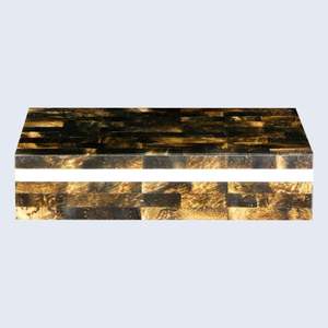 AL MALIK CRAFT Caja de Almacenamiento Rectangular de Madera, Color Negro Crema, con Patrón Geométrico Incrustado, Organizador de Joyas, Cosméticos y Anillos para Navidad - Product Image 4