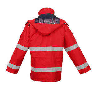 Chaqueta de Trabajo Reflectante Roja de Alta Visibilidad para Hombre, Uniforme de Seguridad de Poliéster con Franjas Reflectantes y Múltiples Bolsillos - Product Image 4
