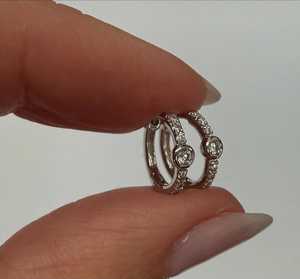 14K 18K <b>Gold</b> Cut Lab Grown Bezel Pave Set Thin Tiny Huggie Loop <b>Sleeper</b> Diamond Hoop <b>Earrings</b> Pair Wedding Engagement Minimalist - Product Image 4