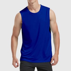 Camiseta sin mangas deportiva Hawk Eye para hombre, azul real, cuello redondo, de secado rápido, antiencogimiento, tejido de punto, color sólido, venta al por mayor OEM personalizada - Product Image 1