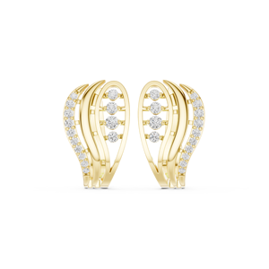 Boucles d'oreilles créoles Bali en argent sterling 925 plaqué or 18 carats avec zircon en grappe céleste, bijoux de créateur chics pour femme - Product Image 3