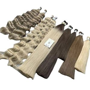 Lo último en extensiones de cabello Remy natural recto y crudo con tapa Vietnam virgen cutícula alineada a granel máquina doble trama teñida a mano - Product Image 1