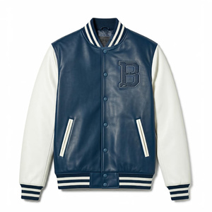Veste universitaire unisexe personnalisée OEM Style de rue en laine respirante broderie de baseball Graffiti Letterman Logo avant - Product Image 1