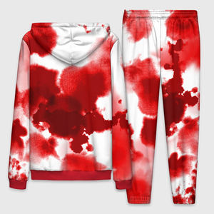 Conjunto Deportivo Reversible para Hombre, Tie Dye Rojo y Blanco, Lavado, con Cremallera Completa, Sudadera y Pantalones Casuales, Transpirables, para Invierno - Product Image 2