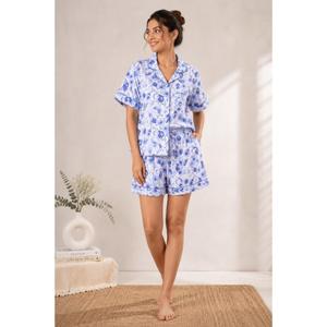 Ensemble de pyjama en coton imprimé pour femmes, fait main en Inde, manches courtes, vêtements de détente d'été, cadeau - Product Image 4