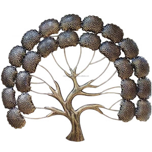 Decoración de pared de árbol de la vida marrón decorativo de Metal coleccionable único y escultura de arte montada colgante Diwali regalos decoración del hogar - Product Image 1