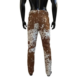 Pantalon en cuir de vachette véritable avec fourrure pour homme, style western, moto, mode, vente en gros - Product Image 6