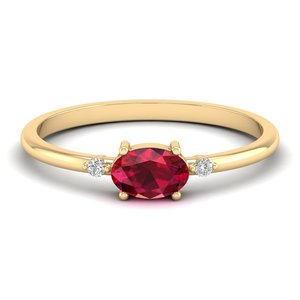 แหวนเพชรรูปไข่ REYES Classic ทองคำขาว 14K ประดับทับทิม 0.75 กะรัต พร้อมใบรับรอง GRA ประดับด้วยโมอิสซาไนต์ เครื่องประดับคุณภาพสำหรับผู้หญิง - Product Image 1