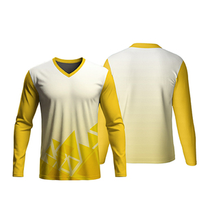 Men's V-Neck Long Sleeve Sublimated Sports <b>Shirt</b> Moisture Wicking <b>Polyester</b> All Seasons Gradient Print Top - Product Image 2