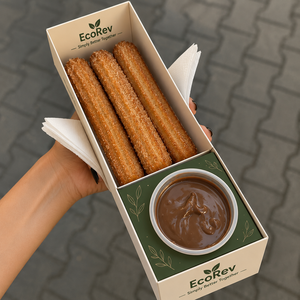 Wholesale Custom <b>Biodegradable</b> Eco-Friendly Food Grade Waffle Mochi Donut Sushi Takeaway Go Paper Snack Churro <b>Packaging</b> Box Dip - Product Image 3