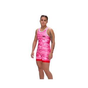 Camiseta de tirantes personalizada rosa sólida para lucha libre, levantamiento de pesas, remo, sublimada, transpirable, de una pieza, para gimnasio - Product Image 1