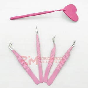 Pinzas de Volumen para Pestañas Postizas RMI de Acero Inoxidable con Punta de Fibra Rosa - Product Image 3