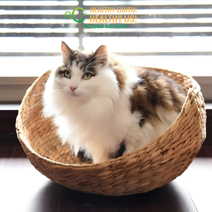 Eco2go Vietnam – Nouvelle Niche pour Chat Faite à la Main en Jacinthe d'Eau, Style Dessin Animé, Tressée, Écologique, pour Petits Animaux – Modèle OEM Personnalisé - Product Image 3