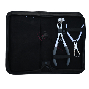 Kit d'outils pour extensions de cheveux Salon White : mini-ciseaux, pinces de sectionnement pour coiffure, et ensemble de pinces à extensions de cheveux en acier inoxydable - Product Image 5