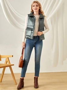 Women's Lightweight Breathable Puffer Vest <b>Sleeveless</b> Quilted Winter <b>Jacket</b> Nylon Warm Padding Windproof Zipper Front Casual - Product Image 3