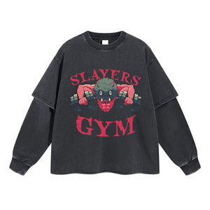 เสื้อยืดแขนยาว Slayers Gym ทรงโอเวอร์ไซส์ พิมพ์ลายตัวละคร คอกลม ผู้ชาย สวมใส่สบาย ผลิตจากผ้าเจอร์ซีย์คอตตอน 100% - Product Image 1