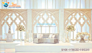 Precioso diseñador FRP marcos dorados para escenario de boda y Noche de Recepción elegante Gran recepción Marco de escenario configuración - Product Image 2