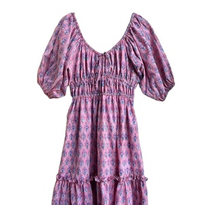 Robe imprimée en blocs de main rose tuniques indiennes imprimées en blocs robe à la main robe longue en coton indien robe imprimée indienne - Product Image 1