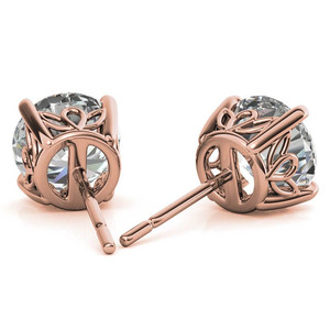 Boucles d'oreilles en or 14 carats avec diamants de laboratoire de luxe, sertissage à griffes, diamant taille ronde, design vintage en spirale, bijoux pour femmes - Product Image 4