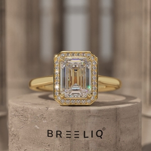 1.75CT Emerald Cut Diamond Halo Ring 14K Solid Gold Engagement Ring Hidden Halo <b>Bridal</b> Ring Custom Jewelry OEM ODM Supplier - Product Image 1