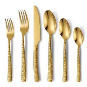 Ensemble de couverts en acier inoxydable martelé, design spécial forgé, largement utilisé pour les mariages, avec poignée robuste et durable - Product Image 2