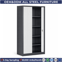 Armoire de classement en acier à porte tambour, structure KD, gain de place, gris-blanc, avec volet roulant, rangement de bureau moderne