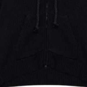 Chunky Knit Emblem Zip Through Hoodie Black With Embroidered Logo Soft Comfortable Knitwear <b>Perfect</b> for Casual Streetwear - Product Image 3