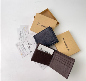กระเป๋าสตางค์หนังแท้แบบเปิดปิดของ Beena ป้องกัน RFID กันน้ำ แฟชั่นแบบสั้น พับสามตอน ลายนูน ปั๊มโลโก้ตามสั่ง สำหรับผู้ชาย ทำจากโพลีเอสเตอร์ - Product Image 6