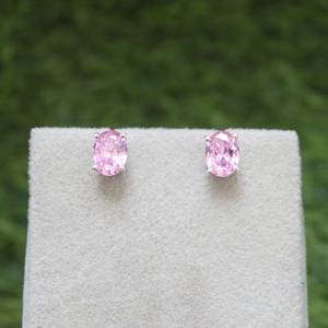 Pendientes de Zafiro Rosa Ovalados en Plata de Ley 925, Piedra de Nacimiento de Septiembre, Joyería Vintage Elegante, Regalo para Mujer, Fiesta - Product Image 4