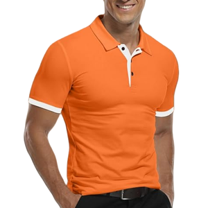 Men's <b>Orange</b> Short Sleeve <b>Polo</b> Shirt Solid Color Breathable Casual Wear Pique Fabric Regular Fit - Product Image 1
