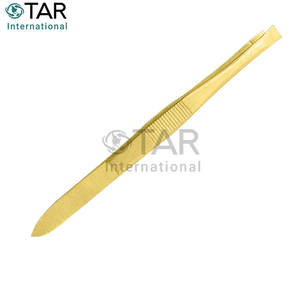 Pinzas Rectas Estrechas de Acero Inoxidable con Punta Dorada, Herramienta de Belleza para Depilación de Cejas, Uso Profesional en Salón de Belleza - Product Image 2