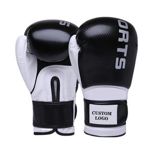 Guantes de boxeo logotipo personalizado Fitness profesional punzonado entrenamiento PU cuero guantes de boxeo - Product Image 1