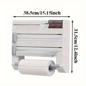 Support mural de cuisine 6-en-1 pour papier d'aluminium et film alimentaire, gain de place, organisateur de rangement - Product Image 3