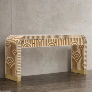 Table console artisanale éco-responsable en os incrusté, durable, dernière collection de meubles de salon indiens, moderne et unique - Product Image 2