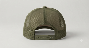 Gorra Trucker de Espuma con Estampado Personalizado al por Mayor, Verde Oliva, Malla Trasera, 5 Paneles, Visera Curva, Estilo Vintage, Perfil Alto, Alta Calidad - Product Image 3