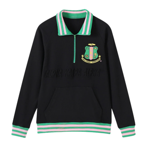 Sudadera AKA con Cierre de Cremallera, Unisex, Negra y Verde, de Felpa Premium, Estilo Casual Griego, Color Negro y Verde - Product Image 4