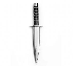 Cuchillo artesanal de acero inoxidable satinado con mango segmentado negro, pieza ejecutiva de exhibición para manualidades DIY OEM - Product Image 1