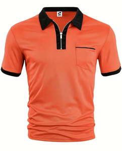 Direct Factory Wholesale OEM Custom Logo 100% Polyester 220 GSM Anti-Wrinkle Men's Short Sleeve <b>Polo</b> <b>Shirts</b> <b>Zip</b> Closure <b>Neck</b> - Product Image 5