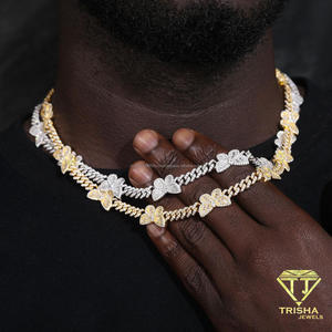 Collar de plata de ley 925 con diamantes cultivados en laboratorio y diseño de flor decorativa para tiendas boutique y joyería profesional. - Product Image 2