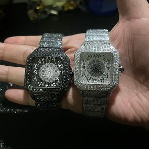 นาฬิกาเพชร Splendid City Jewelry ตัวเรือนทรงเหลี่ยม หน้าปัดอนาล็อก คริสตัลแซฟไฟร์ กลไกควอตซ์ ETA สายเงินประดับโมอิสซาไนต์ หรูหรา สำหรับทั้งชายและหญิง - Product Image 1