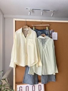 Chemisier rayé oversize pour femme SUBICI S106, manches longues, décontracté, boutonné, style coréen, coupe ample, avec poches, haut printemps-été - Product Image 3