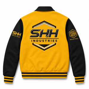 SHH INDUSTRIES เสื้อแจ็คเก็ตวาร์ซิตี้ขนสัตว์แบบยูนิเซ็กซ์สั่งทำพิเศษ แจ็คเก็ตเบสบอลแบบ Letterman ปักโลโก้ กันยับ ผลิตแบบ OEM - Product Image 2