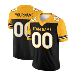 Custom American Football Jersey Men's V-Neck Short Sleeve Gradient Color Sublimated Print Moisture Polyester Sport Apparel - Product Image 4