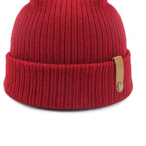 Gorro de Invierno OEM Cálido con Logotipo Bordado Personalizado, Gorro de Punto Liso con Borde Reversible, Gorros Elásticos para Grupos y Equipos - Product Image 2