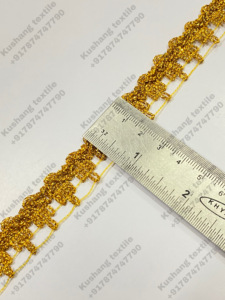 Ribete de Encaje con Flecos Ecológico al por Mayor para Accesorios de Ropa en Dorado y Plateado, Encaje 100% Poliéster - Product Image 2