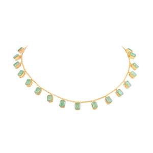Collier exquis en pierre verte taillée en émeraude |   Bijoux de Soirée Minimalistes et Élégants pour Femmes Nouveau Produit Lancé Gajaah Argent 925 - Product Image 2