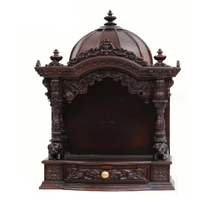 Temple de Puja en bois de teck fait main, style Mandir, avec base en forme d'éléphant indien, artisanat moderne, taille personnalisable, pour l'Australie - Product Image 1