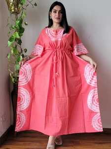 Cotton Printed <b>Kaftan</b> Dress <b>for</b> Women Tie Dye Floral Bohemian Maxi Resort Wear <b>Beach</b> Cover Up Wholesale Apparel - Product Image 3