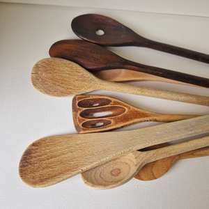 8 cucharas de madera rústicas vintage francesas, decoración de cocina estilo granja francesa - Product Image 6